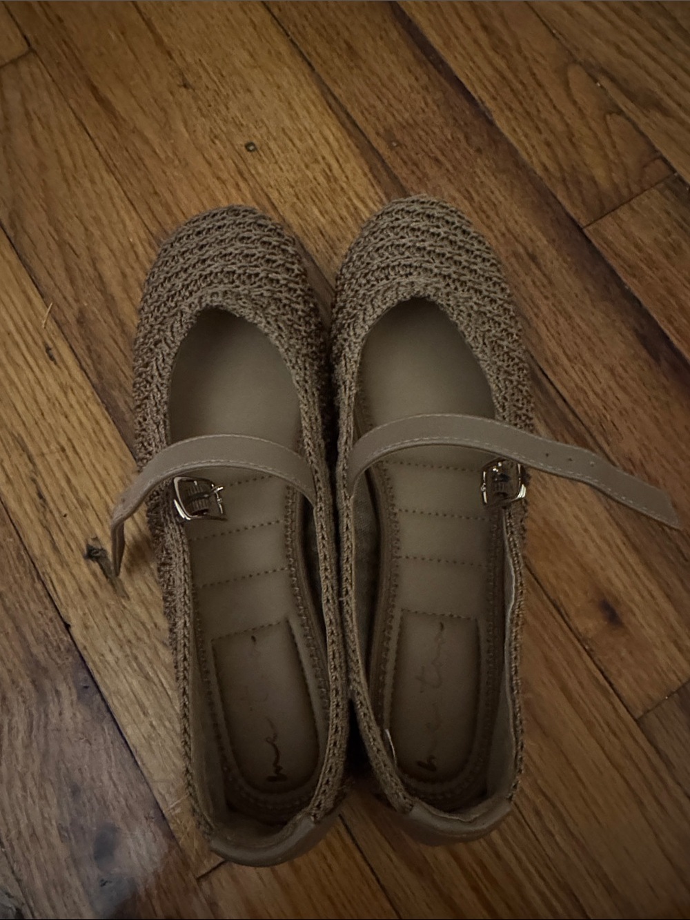 Dark Tan Mary Jane Crochet Flats